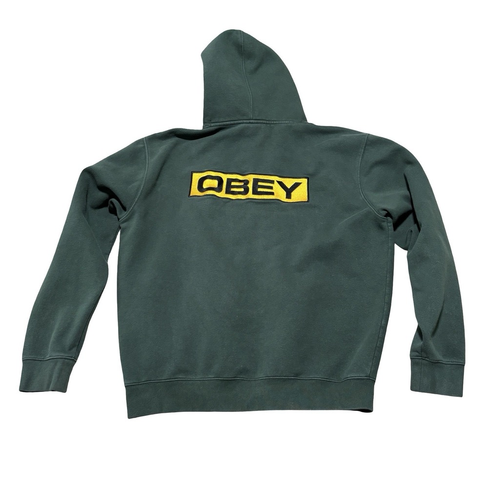 OBEY Men's Heavyweight Box Logo Hoodie Green Size XL 26 x 29